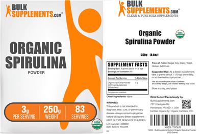 Organic Spirulina Powder 3 g label