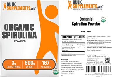Organic Spirulina Powder 3 g label