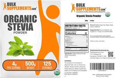 Organic Stevia Powder 4 g label