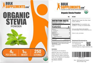 Organic Stevia Powder 4 g label