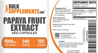 Papaya Fruit Extract 1000 mg Veg Capsules label