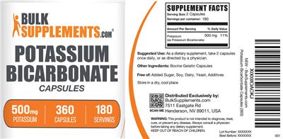Potassium Bicarbonate 500 mg Capsules label
