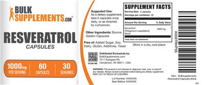 Resveratrol 1000 mg Capsules label