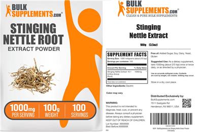 Stinging Nettle Extract Powder 1000 mg label