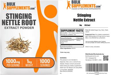 Stinging Nettle Extract Powder 1000 mg label