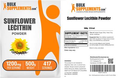 Sunflower Lecithin Powder 1200 mg label