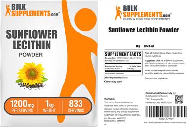 Sunflower Lecithin Powder 1200 mg label