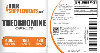 Theobromine Capsules 400 mg label