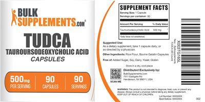 TUDCA Tauroursodeoxycholic Acid 500 mg label