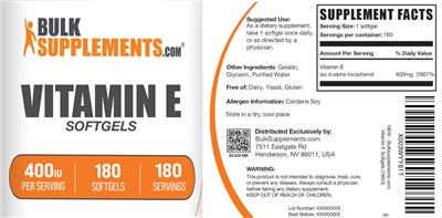 Vitamin E 400 IU label