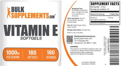 Vitamin E 1000 IU Softgels label