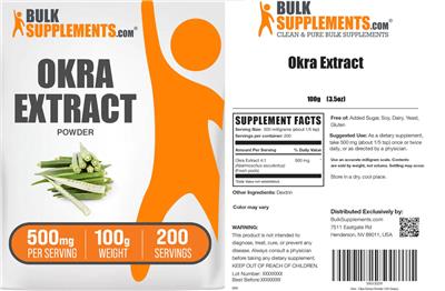 Okra Extract Powder 500 mg label