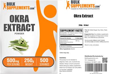 Okra Extract Powder 500 mg label