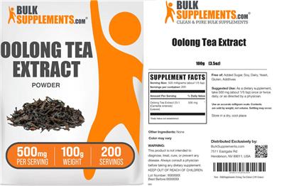 Oolong Tea Extract label