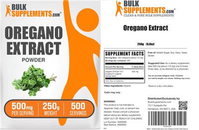 Oregano Extract label