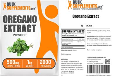 Oregano Extract label