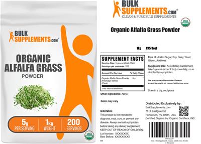 Organic Alfalfa Grass Powder 5 g label