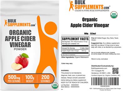 Organic Apple Cider Vinegar Powder 500 mg label