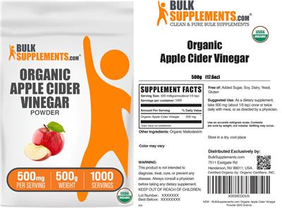 Organic Apple Cider Vinegar Powder 500 mg label
