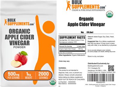 Organic Apple Cider Vinegar Powder 500 mg label
