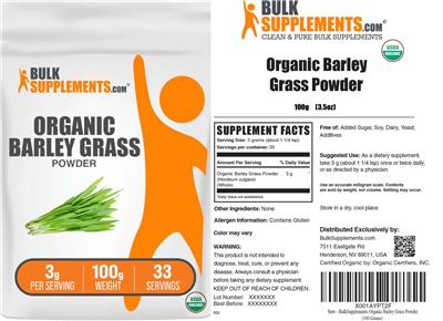 Organic Barley Grass Powder 3 g label