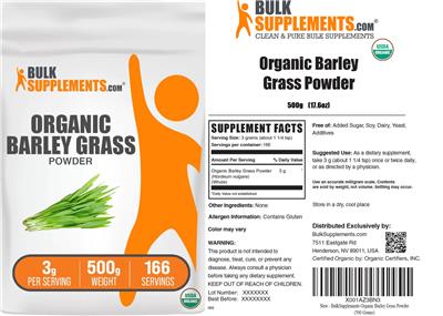 Organic Barley Grass Powder 3 g label