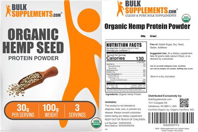 Organic Hemp Seed Protein Powder 30 g label