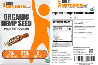 Organic Hemp Seed Protein Powder 30 g label