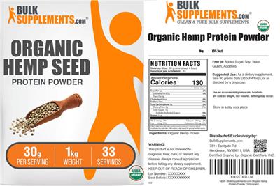 Organic Hemp Seed Protein Powder 30 g label