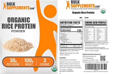 Organic Rice Protein Powder 30 g label