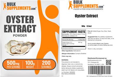 Oyster Extract Powder 500 mg label