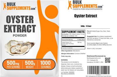 Oyster Extract Powder 500 mg label