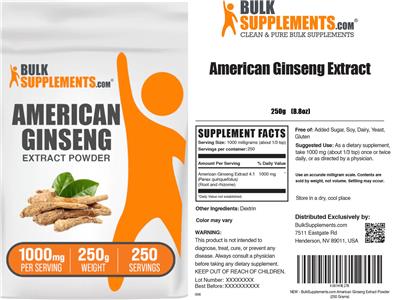 American Ginseng Extract Powder 1000 mg label