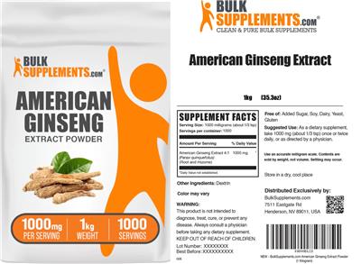 American Ginseng Extract Powder 1000 mg label