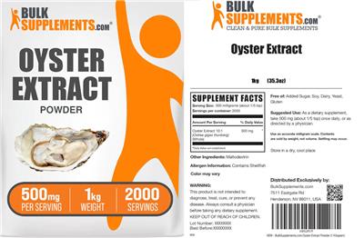 Oyster Extract Powder 500 mg label