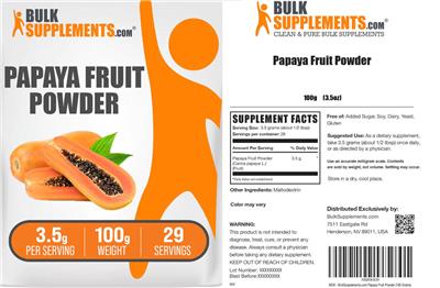 Papaya Fruit Powder 3.5 g label