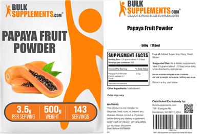 Papaya Fruit Powder 3.5 g label