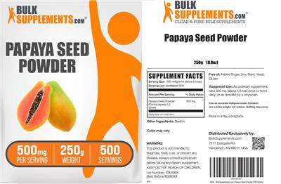 Papaya Seed Powder 500 mg label