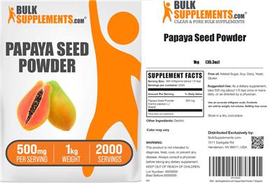 Papaya Seed Powder 500 mg label