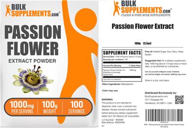 Passion Flower Extract Powder 1000 mg label