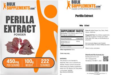 Perilla Extract Powder 450 mg label