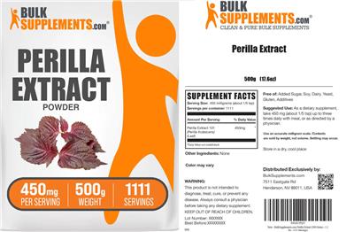 Perilla Extract Powder 450 mg label