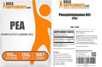 Phenylethylamine HCL 150 mg label