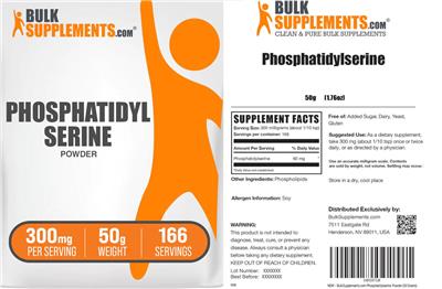 Phosphatidylserine Powder 300 mg label