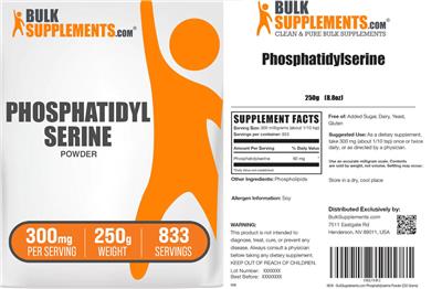 Phosphatidylserine Powder 300 mg label