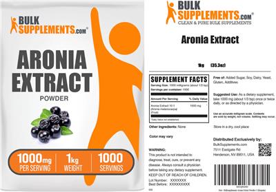 Aronia Extract Powder 1000 mg label