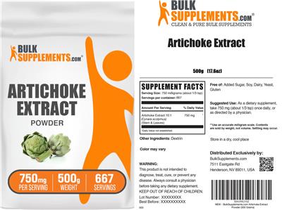Artichoke Extract Powder 750 mg label