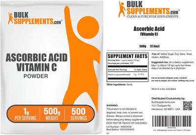 Ascorbic Acid Vitamin C Powder 1 g label