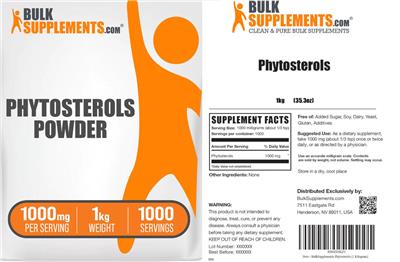 Phytosterols Powder 1000 mg label