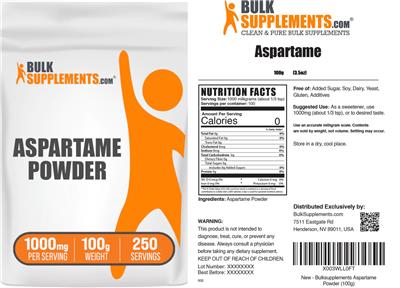 Aspartame Powder 1000 mg label